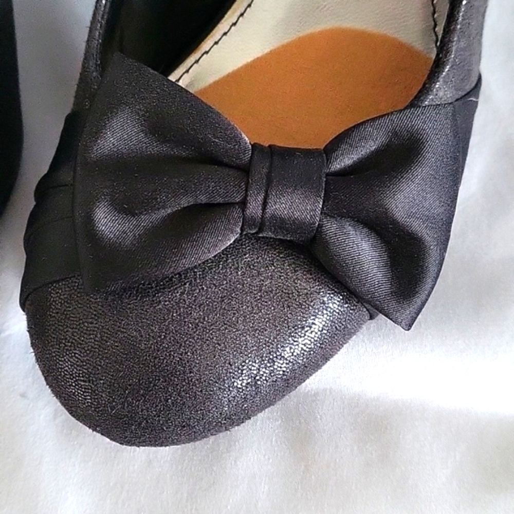Mixit Shimmering Black Heels with Bow Detail - Picture 7 of 10